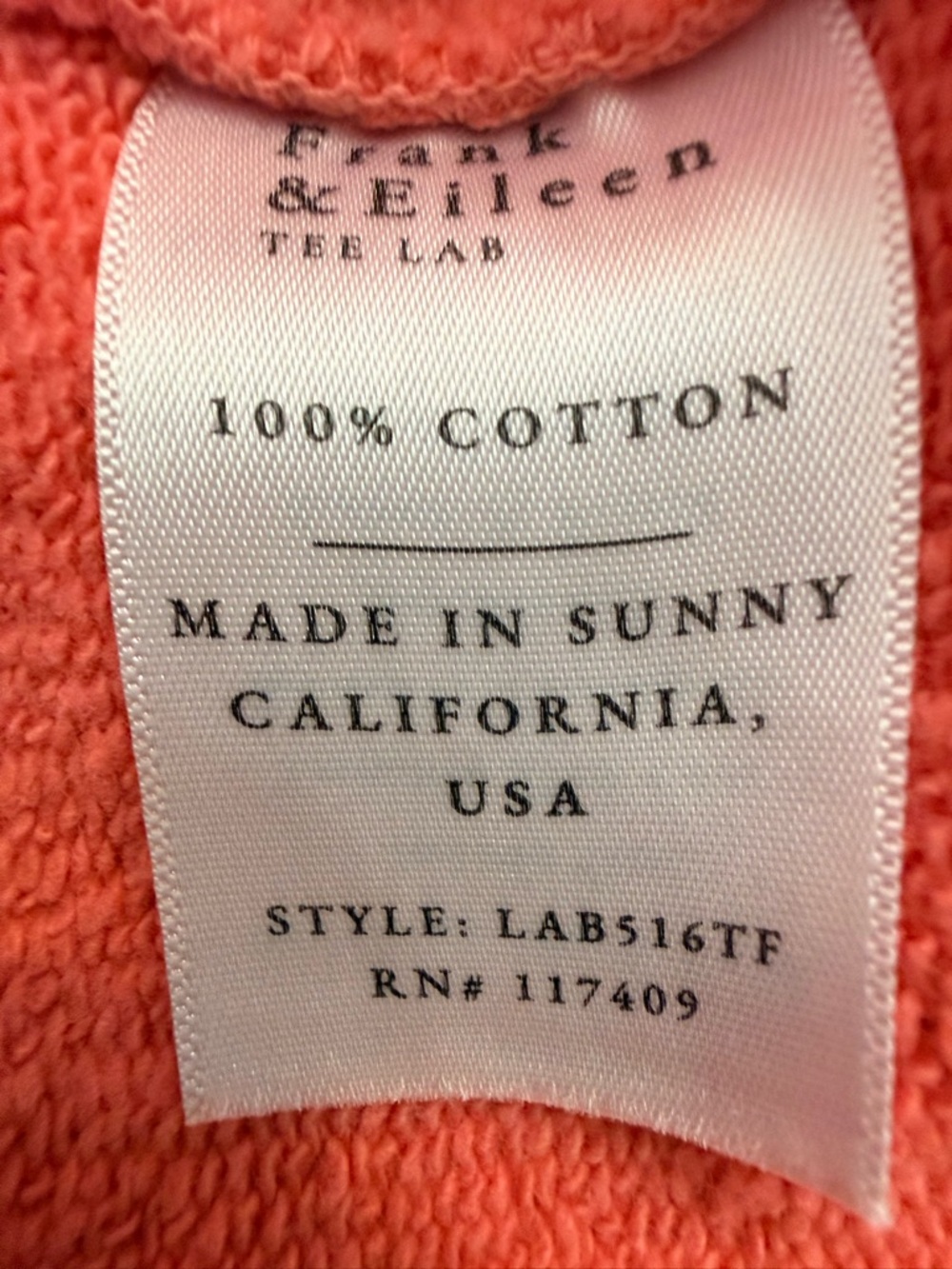NWT Frank and Eileen Anna Triple Terry Medium Passion Fruit (Coral) never worn - Picture 5 of 9